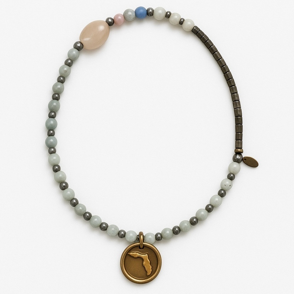 Florida Pendant Artisan Crafted Beaded Necklace